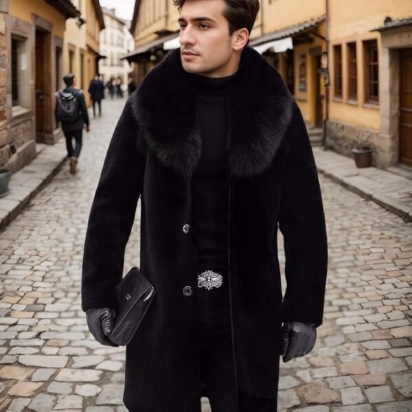 : Long Faux Fur Coat for Men - Image 3