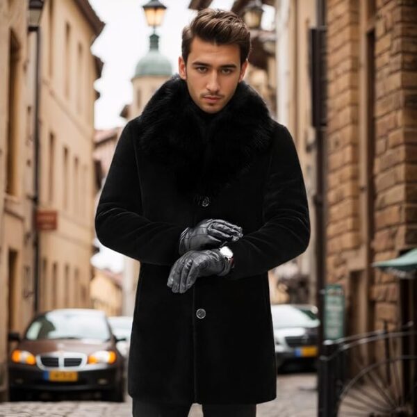 : Long Faux Fur Coat for Men - Image 5