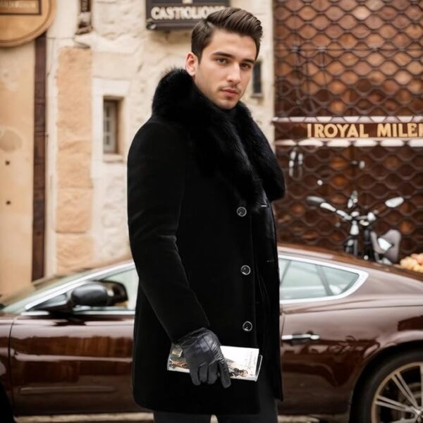 : Long Faux Fur Coat for Men - Image 6