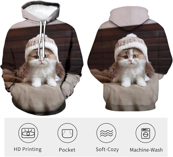 Funny Cute Cat Hoodie . - Image 5