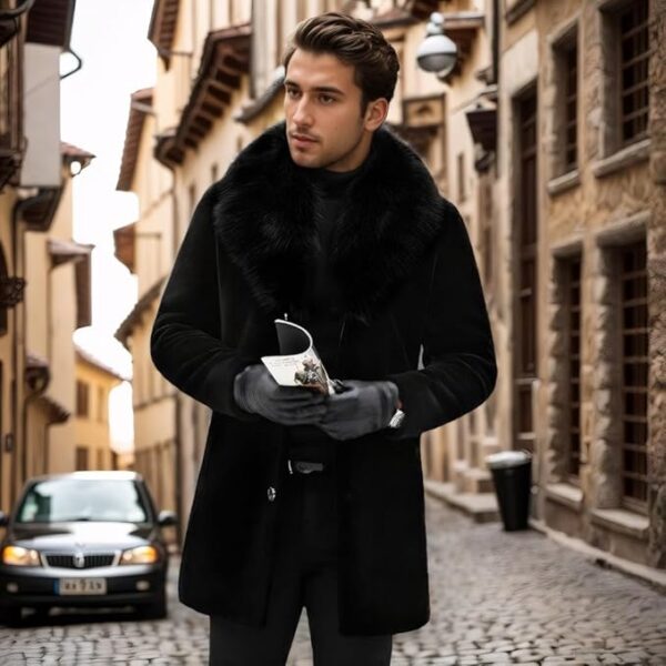 : Long Faux Fur Coat for Men - Image 4