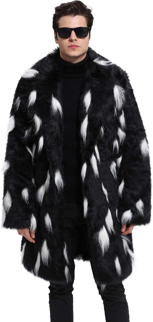 Men's Long Sleeve Faux Fur Coat - Image 2