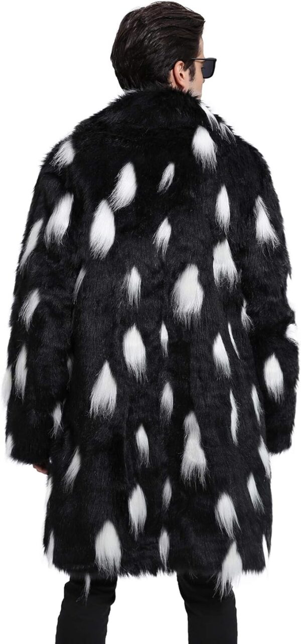 Men's Long Sleeve Faux Fur Coat - Image 4