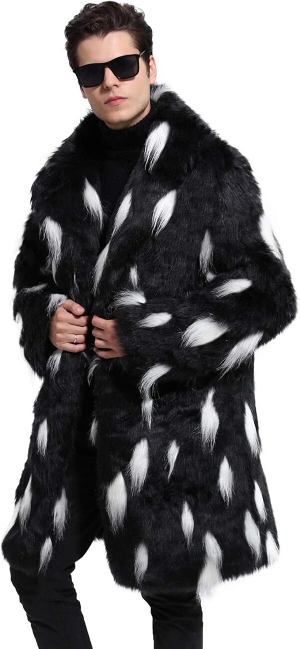 Men's Long Sleeve Faux Fur Coat