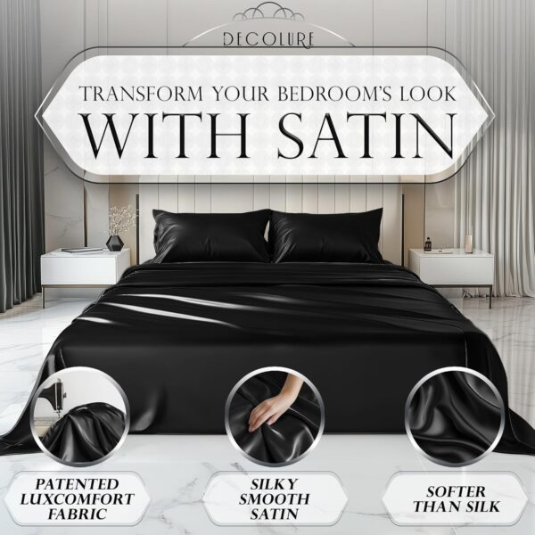 DECOLURE Satin Sheet Queen Set - Image 2