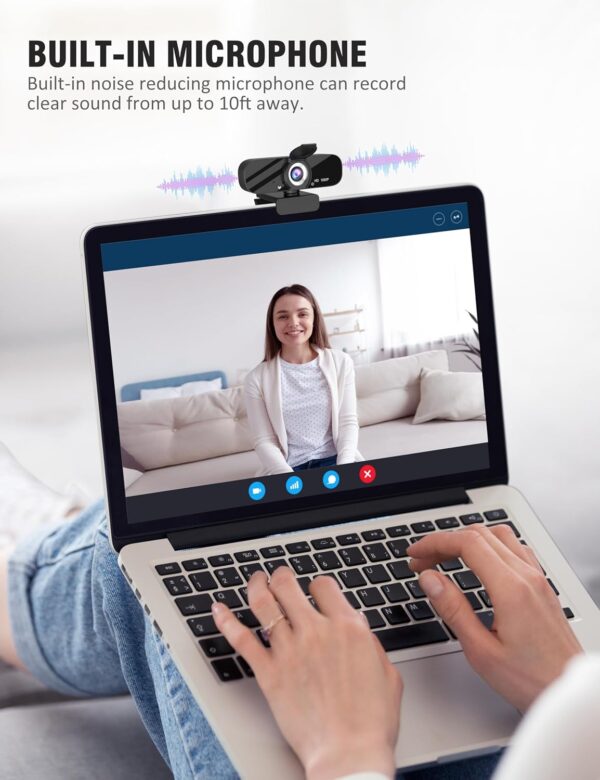 1080P Webcam with Microphone,Plug and Play USB Computer Camera for Conferencing - Image 2